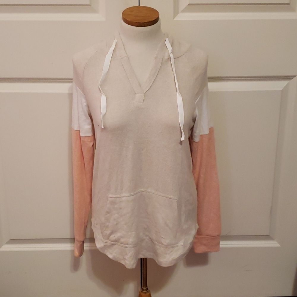 Market & Spruce‎ Dayana Raglan Colorblock Hooded Knit Top Beige Size XS N…